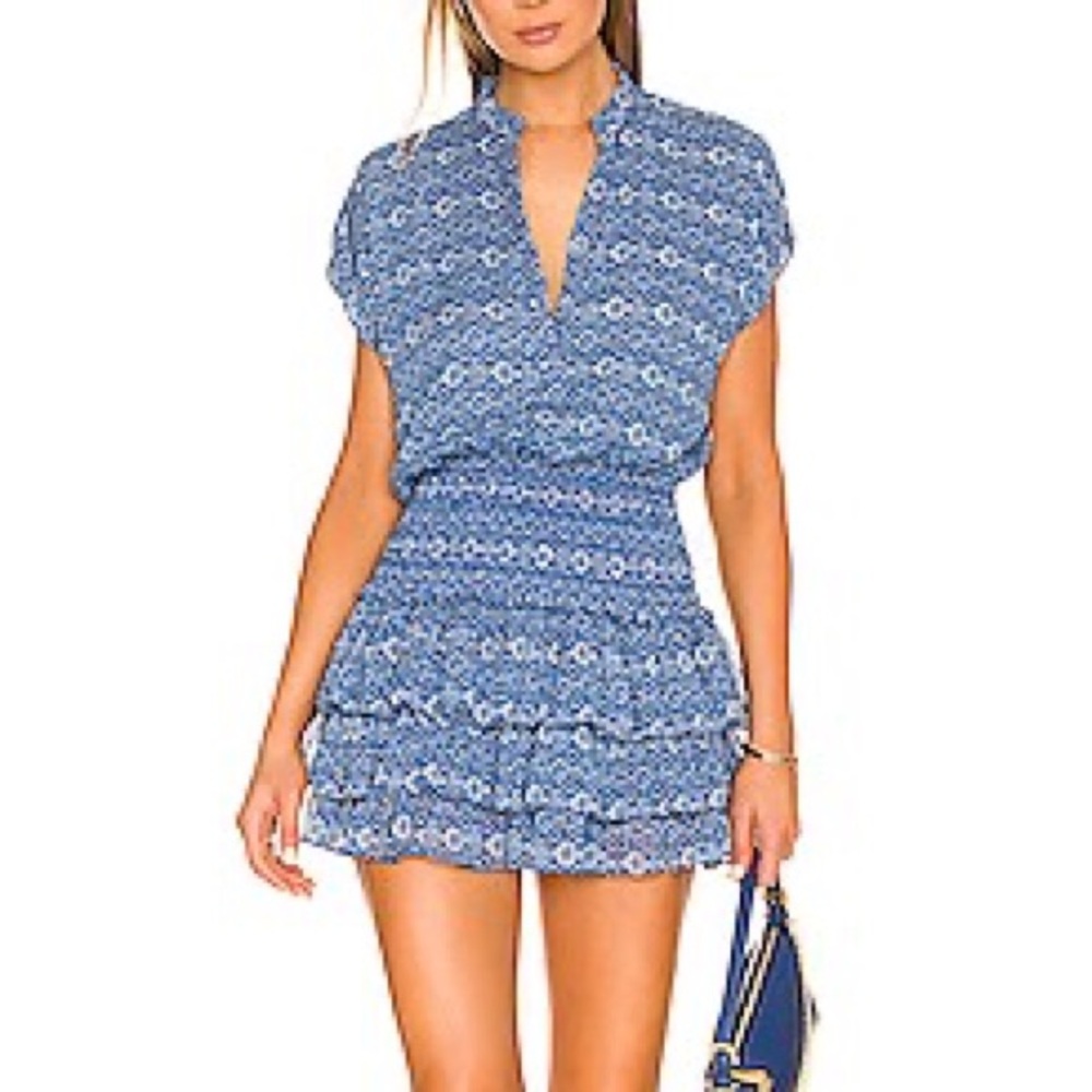 MISA - Blue Smocked Mini Dress